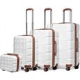 Kono Set de 4 Valise Rigide ABS Valise de Voyage (54cm/62cm/72cm) à roulettes et Serrure TSA et Trousse de Toilette, Blanc-0