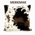 Oreiller -MERKMAK Coussins 50 x 50 cm -Motif brun blanc - Velours Décor Canapé Salon Chambre Bureau-0