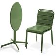 Table de jardin ronde inclinable et 2 chaises en métal vert cactus-0