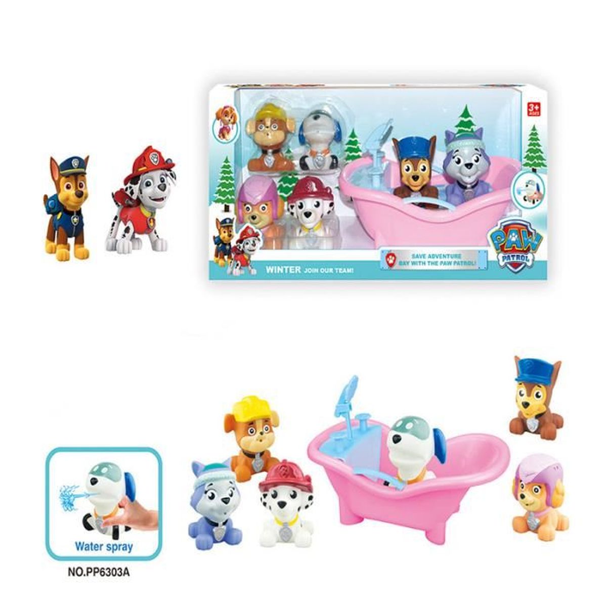 Pat Patrouille Paw Patrol L Equipe De Chiens De Jouets En Baignoire Un Grand Succes A La Fete De Pulverisation De L Eau De Baignoire Cdiscount Jeux Jouets