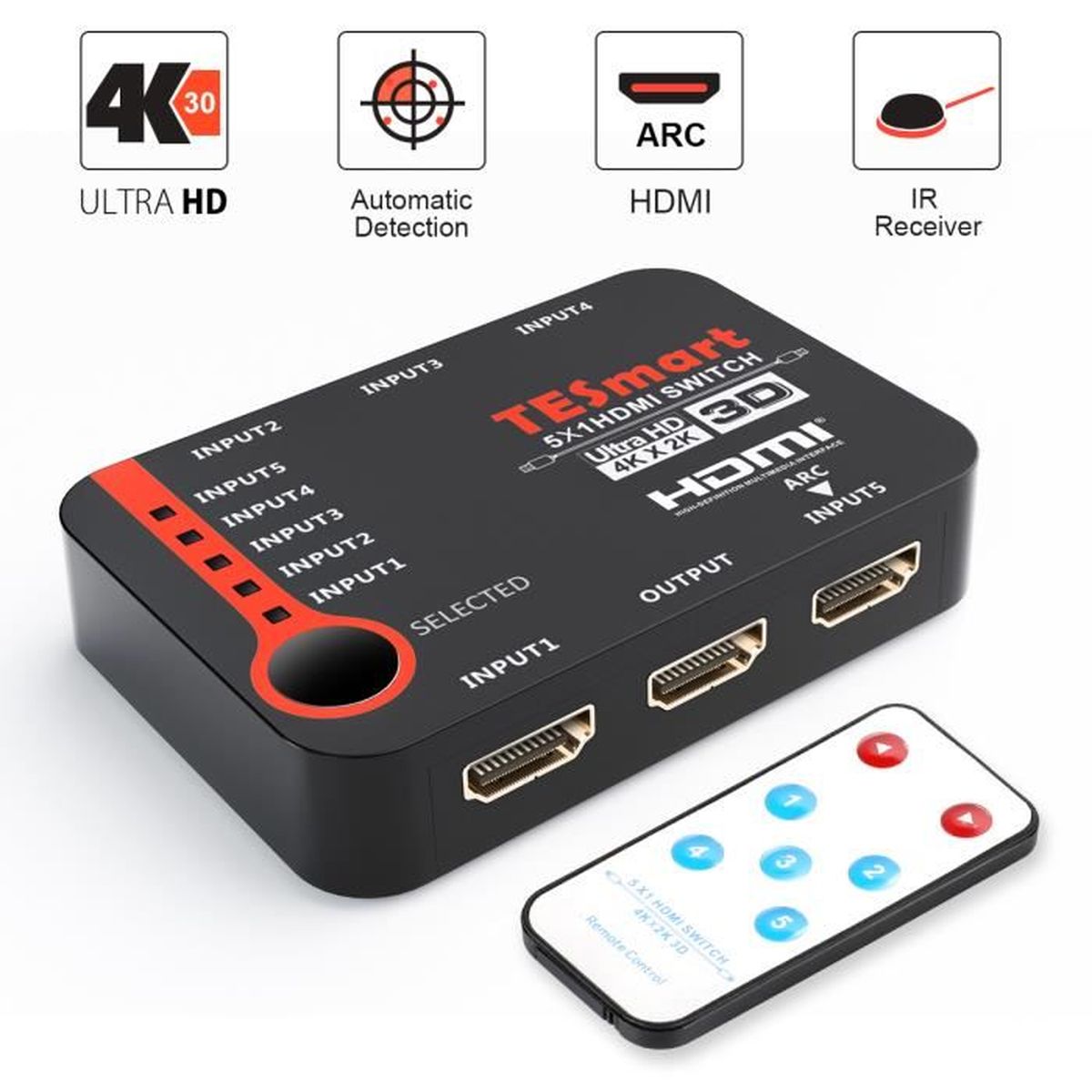 économiser éclatant choisissez le dégagement Fulfilled by Amazon.TESmart 5x1 HDMI Switch 4K@30Hz Commutateur HDMI intelligent à 5 ports,Répartiteur,Pour Xbox 360/One, PS4/PS3 économiser éclatant choisissez le dégagement Fulfilled by Amazon.TESmart 5x1 HDMI Switch 4K@30Hz Commutateur HDMI intelligent à 5 ports,Répartiteur,Pour Xbox 360/One, PS4/PS3