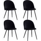 BenyLed Lot de 4 Chaises de Salle à Manger Rembourrées Avec Dossier en Velours Doux et Pieds en Métal de Style Bois(Noir)