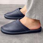 KJEHOME Chaussons homme - pur cuir - chambre - confortable - décontracté - doux - bleu