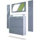 Vladon Ensemble de meubles d'entrée Malea en Blanc mat - Gris haute brillance