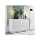 TOUSMESMEUBLES Buffet 3 portes Blanc Laqué Brillant - BURANO - L 138 x l 43 x H 79