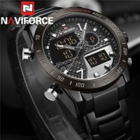 NAVIFORCE montre hommes luxe étanche alarme chronographe Quartz numérique montres sport en acier inoxydable homme montre-bracelet