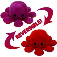 Jouet De Pieuvre De Peluche Mignonne Double Face - Poupée De Poulpe Réversible - Flip Octopus En Peluche - Violet Et Rouge