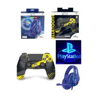 Manette PS4 Playstation Rocket Ride Bluetooth Jaune Noire + Casque GAMER PRO-H3 Camouflage Bleu PLAYSTATION SONY PS4 PS5