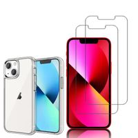 Pour Apple iPhone 13 mini 5.4": Coque silicone gel UltraSlim - TRANSPARENT + 2x Films Verre Trempé