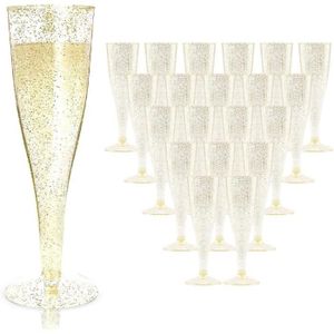 10 Flûtes à Champagne argent effet inox en plastique pas cher