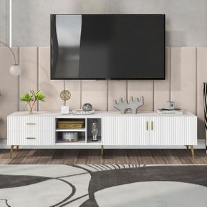 MEUBLE TV Meuble TV - Moderne - Buffet Bas - Blanc - 180 x 35 x 41 cm