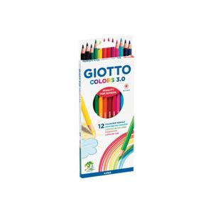 Giotto 10273 Mega Etui de 12 Crayons couleur Tri Forme Triangulaire mine large 5,5 mm 