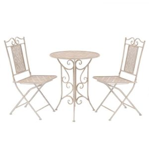 Ensemble table et chaise de jardin Ensemble de bistro 3 pcs - CHEZ SHOP® - Acier Blanc - Qualité supérieure