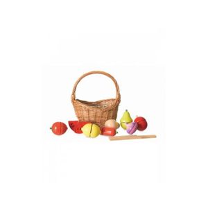 PORTE FRUITS - COUPE  Set de fruits et legumes en bois  dans son panier
