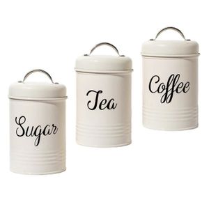 5 Pièce De Rangement Cuisine Set-Blanc Super café sucre thé bidon tin jeux NEUF