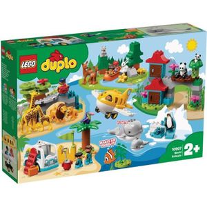 ASSEMBLAGE CONSTRUCTION LEGO® 10907 DUPLO Les Animaux du Monde Jouet Éducatif pour Enfant de 2 - 5 ans incluant des figurines, un Avion et 15 Animaux Duplo