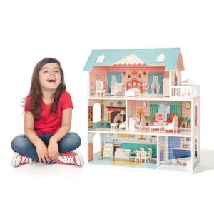 MAISON POUPÉE Maison de poupée en bois avec meubles et accessoir