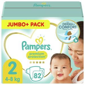COUCHE PAMPERS 82 Couches Premium Protection Taille 2
