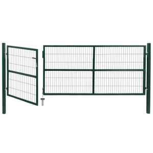 PORTAIL - PORTILLON vidaXL Portail de clôture de jardin avec poteaux 350x120 cm Acier Vert