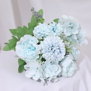 FLEUR ARTIFICIELLE Simulation de bouquet de mariage de pivoine, décoration florale pour la maison photographie-fleur de pivoine-bleu clair