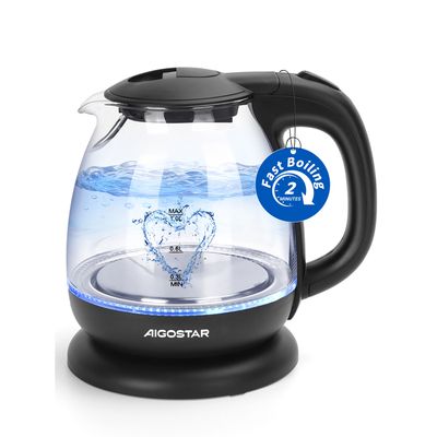 Bouilloire électrique En Verre 2200W 1,7L - Thermostat Réglable, LED Bleue, Rosenstein & Söhne