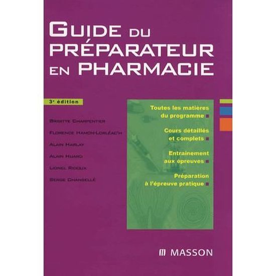 Guide du préparateur en pharmacie Cdiscount Librairie Guide du préparateur en pharmacie Cdiscount Librairie
