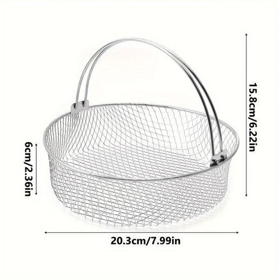 Panier à Friture En Acier Inoxydable - Rond, Pliable, Avec Poignée Amovible - Parfait Pour Frites, Poulet, Beignets