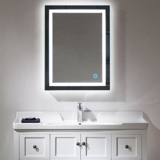 50x70cm Miroir LED Salle de Bain, FEINIANWEN Miroir Mural Salle de Bain et WC avec éclairage