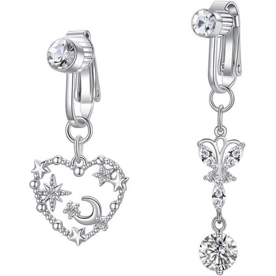 10 Pièces Piercing Nombril Acier Chirurgical Diamday - Anneaux Coeur Papillon Fleur 14G Or Argent