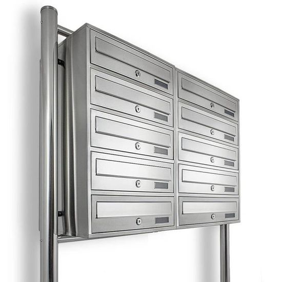 Boite aux lettres locataire pour appartements, 2x5 emplacements, inox inox Cdiscount Bricolage