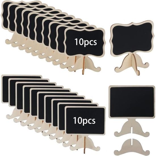 20 Mini Ardoises De Table En PVC 10x7,5cm - Avec 3 Craies - Pour Étiquettes Prix, Buffet, Mariage, Café