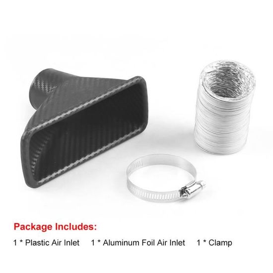 Kit Entrée D'air Turbo Universel Pour Voiture - Forme Carrée Ou Ronde - En ABS Style Fibre Carbone - Pour Améliorer L'admission D'air Froid