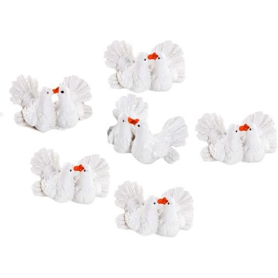 Lot de 6 paires de colombes en pierre artificielle Couple de colombes blancs Décoration de Lot de 6 paires de colombes en pierre artificielle Couple de colombes blancs Décoration de