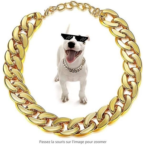 2 pièces de collier de chien chaîne en métal Collier de chien cubain collier de chien personnalisé (36 + 7 cm)