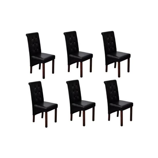 :)20380 GRAND 6 x Chaises de salle à manger ECONOMIQUE - Chaise de cuisine Chaise Scandinave - Fauteuil - Noir - Similicuir