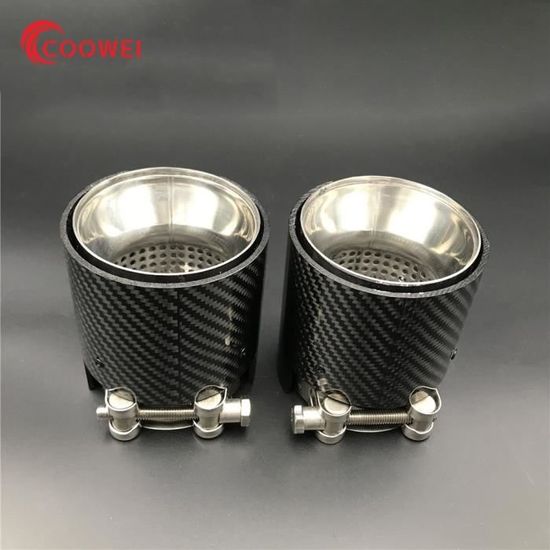 Embout D'Échappement Voiture Fibre Carbone Brillant 63-101mm - Sortie 101mm Longueur 168mm