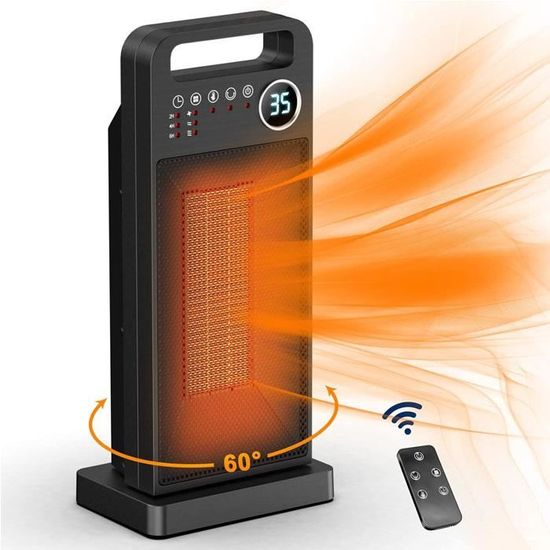 Chauffage D'appoint 2200W Avec Effet Flamme - 3 Modes, Oscillation 180°, Télécommande Et Minuterie - Pour Maison Et Bureau - 5
