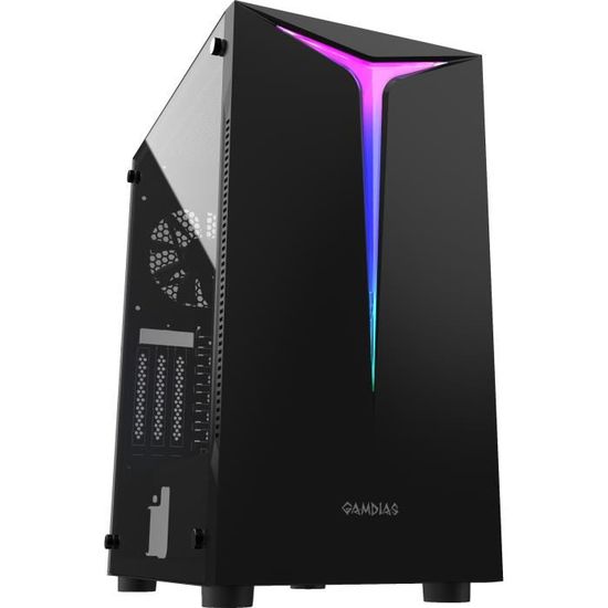 Boîtier PC Moyen Tour GAMDIAS Argus E3 V2 - ATX, RGB, Panneau Vitré, Noir
