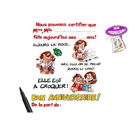 Tablier Bon Anniversaire Femme Avec Stylo Marqueur Achat Vente Tablier De Cuisine Cdiscount Tablier Bon Anniversaire Femme Avec Stylo Marqueur Achat Vente Tablier De Cuisine Cdiscount