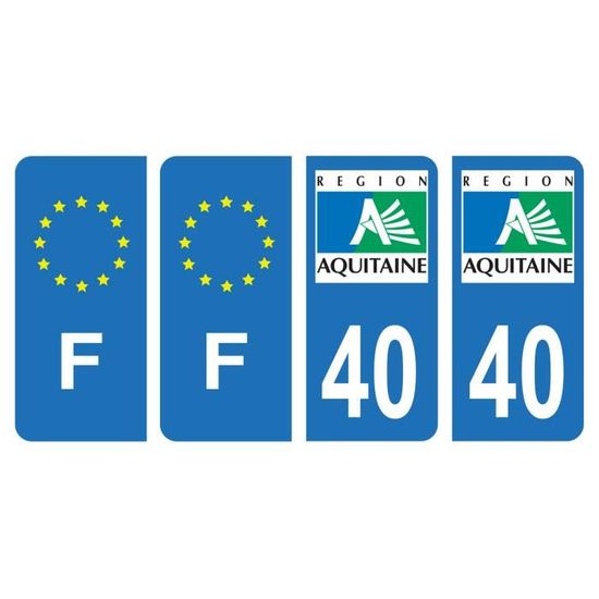 Autocollants 64 Pyrénées-Atlantique - Lot De 4 Stickers Noirs Pour Plaque Immatriculation