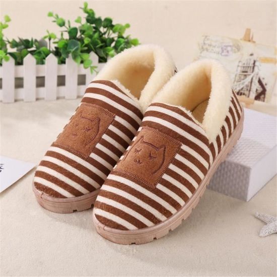 Chaussons Hiver Homme Femme - Mousse à Mémoire De Forme - Doublure Peluche Chaude - Semelle Antidérapante - Tailles 37-45