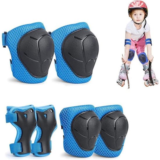LANOVAGEAR Kit Protection Enfant 6 Pièces - Genouillères, Coudières, Protège-Poignets - Pour Roller, Skate, Vélo, Scooter