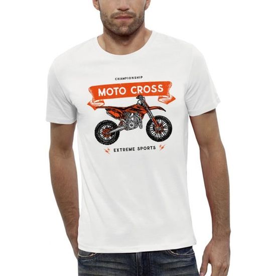 TSHIRT / T-SHIRT Homme Noir Evolution Moto Cross drôle humour