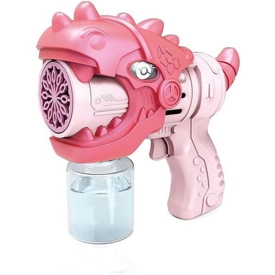PANACARE - Pistolet à Bulles Dinosaure, 5000+ Bulles/min, LED, étanche, Réservoir Pliable, Avec Solution - Dès 3 Ans