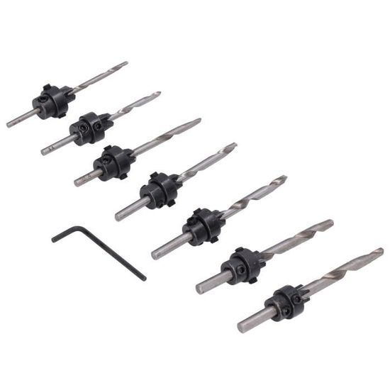 Jeu De 5 Forets à Fraiser Réglables - Forets Combinés Autotaraudeurs Pour Bois, Acier Allié Dur HRC50-54, Profondeur Constante, Idéal Pour Vis à Tête Fraisée