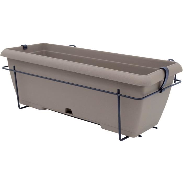 Kit jardinière avec support en métal et plateau intégré GARDEN ID Teramo 50 cm Effet de pierre Recyclérecyclable