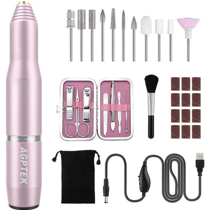 Lime à Ongles Electrique, 11 en 1 Ponceuse à Ongles Professionnel Ongles Manucure Machine Puissante Silencieuse Kit Manucure Pédicur