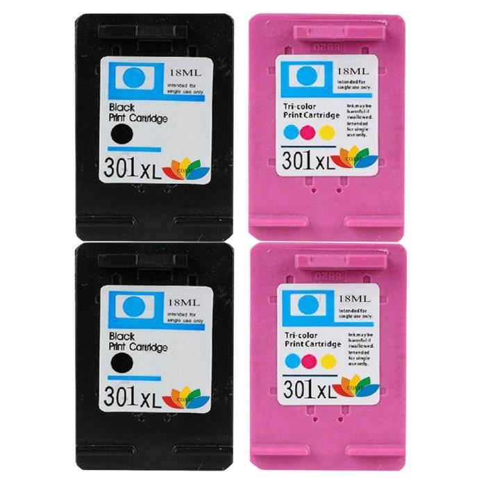 Cartouches d'encre HP 301 compatibles 4x Pour HP 301 XL DeskJet 2510 2540 2050 2050A 3050se 1050A 3050 2542 Envy 4500 4502 5530 5532