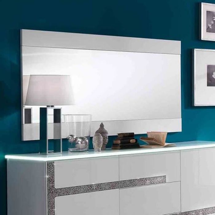 Miroir rectangulaire Blanc laqué - CRAC - Blanc - Bois - L 150 x l 2 x H 81 cm - Miroir