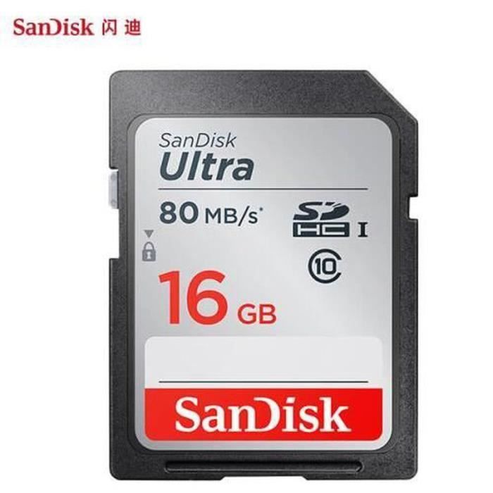 Carte SD 16 Go Ultra SDHC SDXC Class10 80Mo-s, C10, UHS-I, Support pour Caméra DSLR
